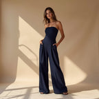 Amilia | Mouwloze Wijde Pijpen Jumpsuit