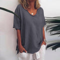 Megan | Klassieke V-Hals Korte Mouwen Blouse