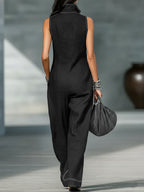 ELEANOR | MOUWLOZE JUMPSUIT MET WITTE AFWERKING
