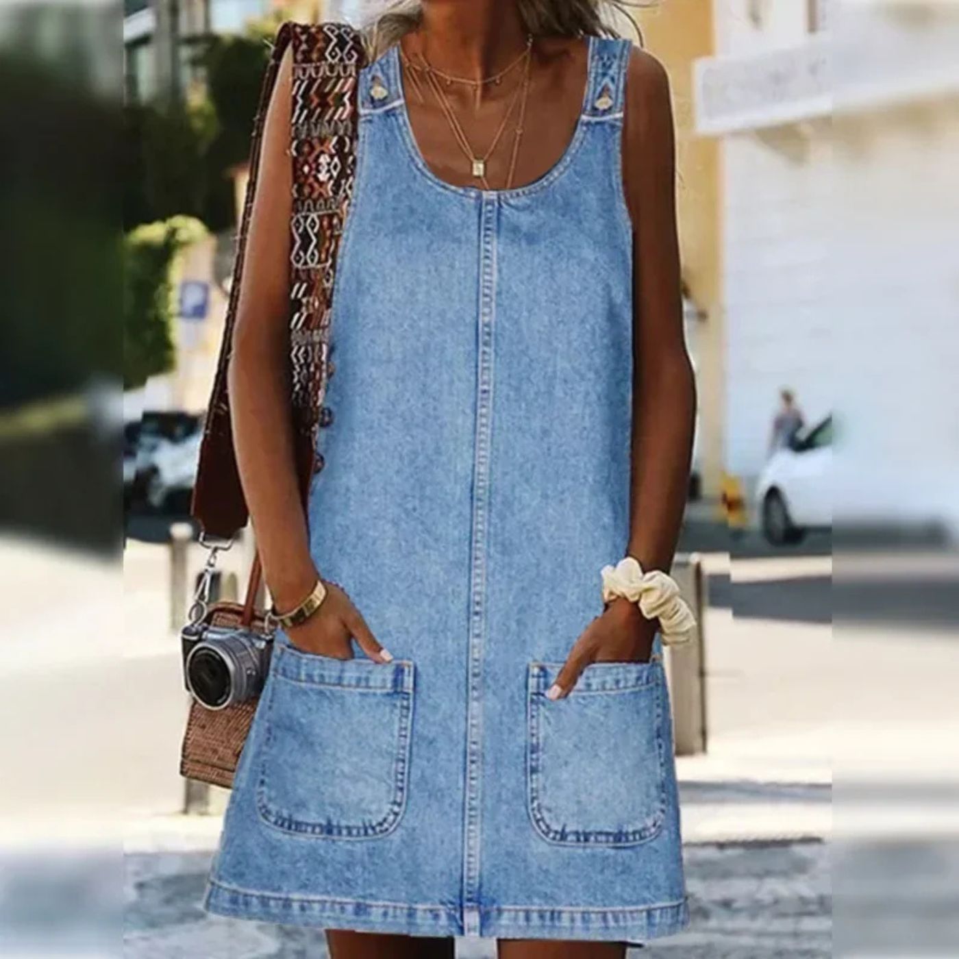 Frances | Mouwloze Denim Jurk
