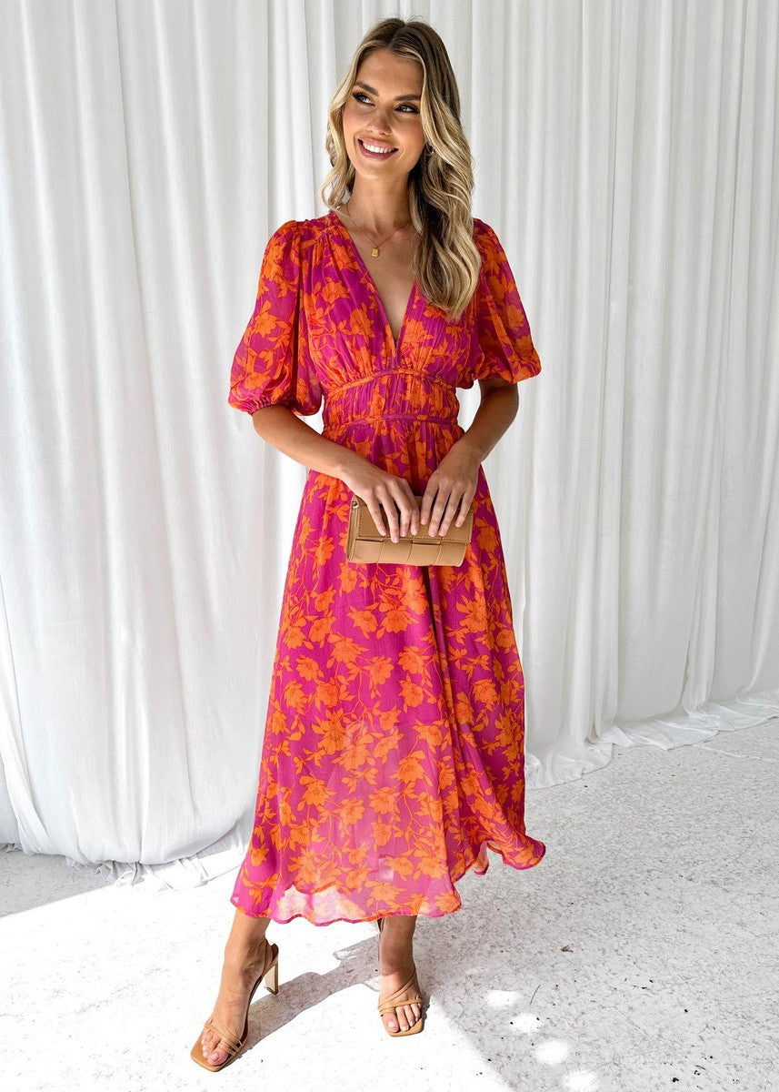 Ossie™ Bloemen Midi Jurk
