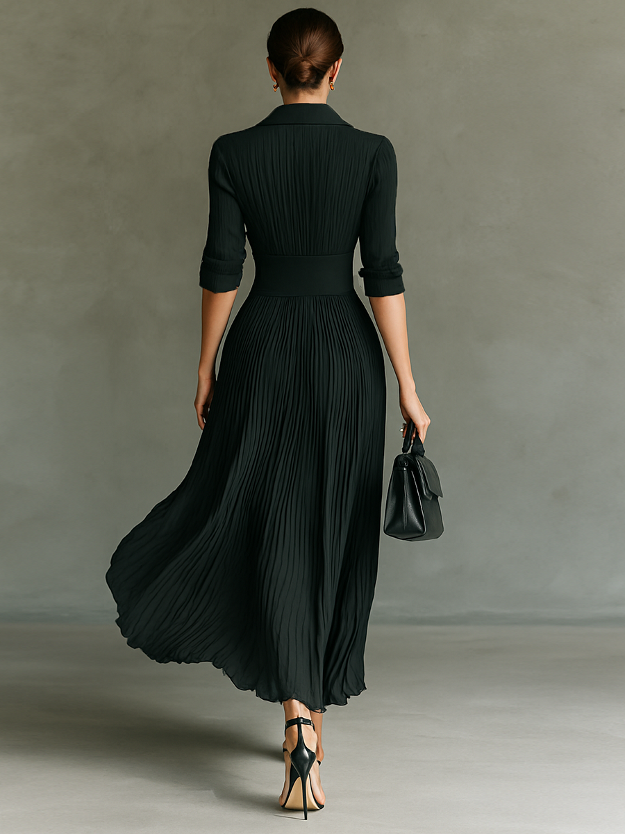 Naomi™ Geplooide Maxi-jurk