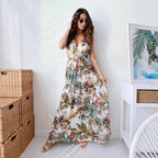 LENORA | TROPISCHE PRINT V-HALS MAXI JURK