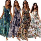 LENORA | TROPISCHE PRINT V-HALS MAXI JURK