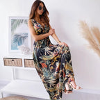 LENORA | TROPISCHE PRINT V-HALS MAXI JURK