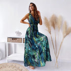 LENORA | TROPISCHE PRINT V-HALS MAXI JURK