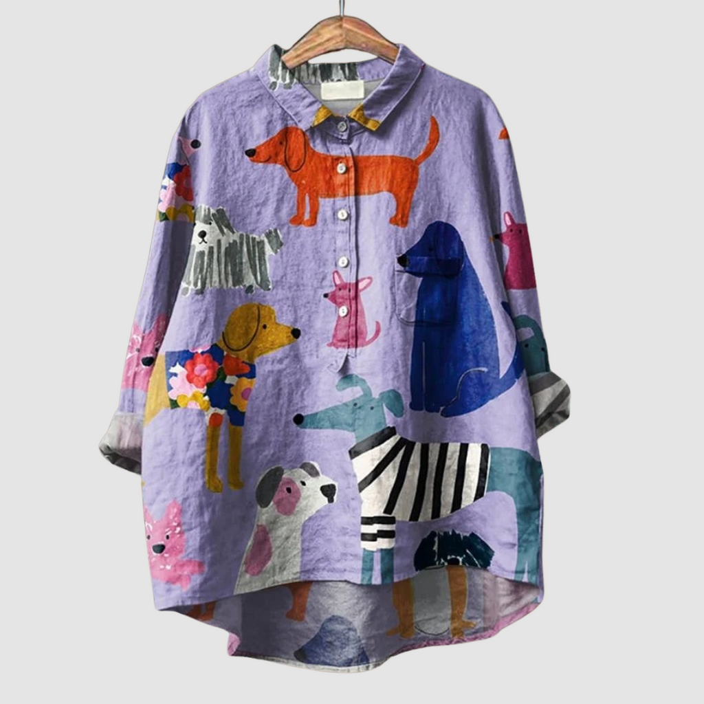 Kathleen™ Hondenprint losse shirt