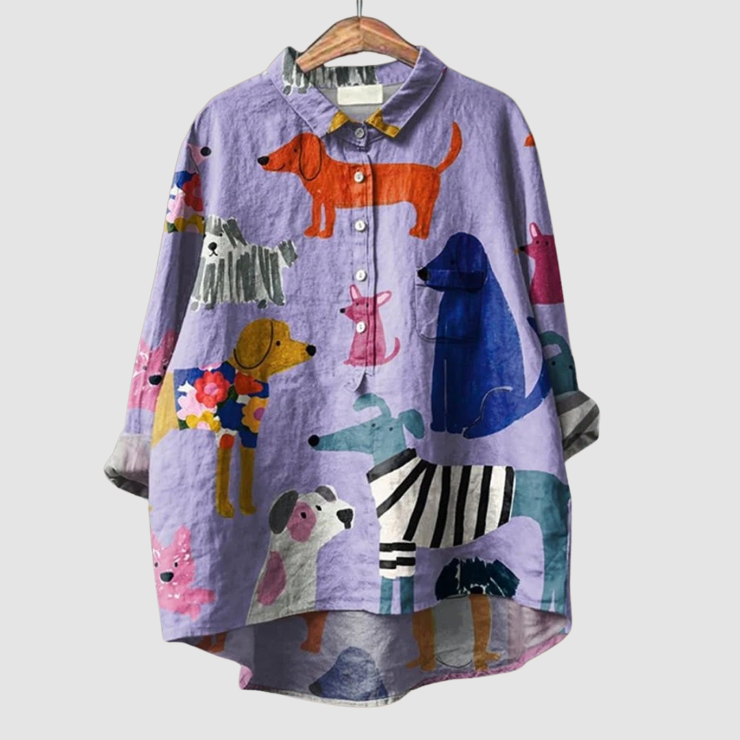 Kathleen™ Hondenprint losse shirt
