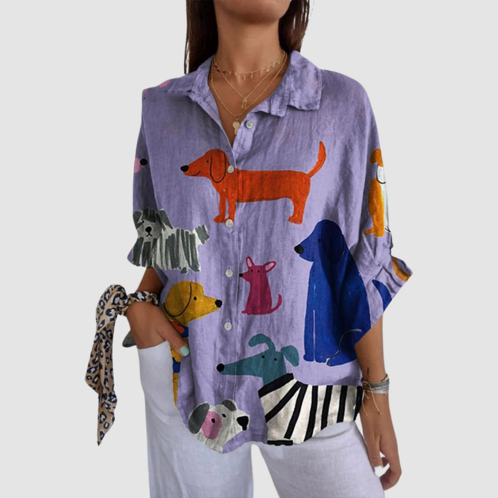 Kathleen™ Hondenprint losse shirt