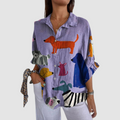 Kathleen™ Hondenprint losse shirt