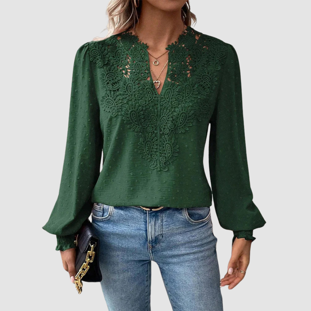 Sondra™ Luxe Kant Blouse met V-Hals