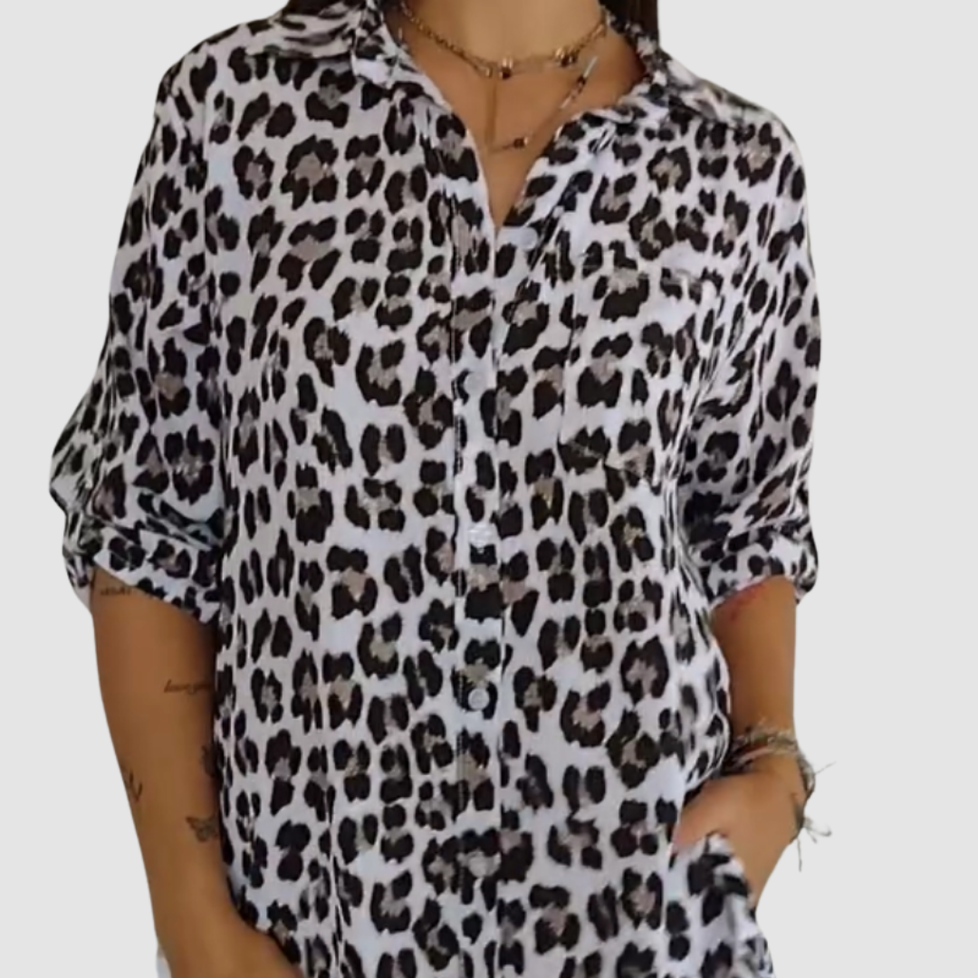 Casey™ Stijlvolle Luipaardprint Blouse