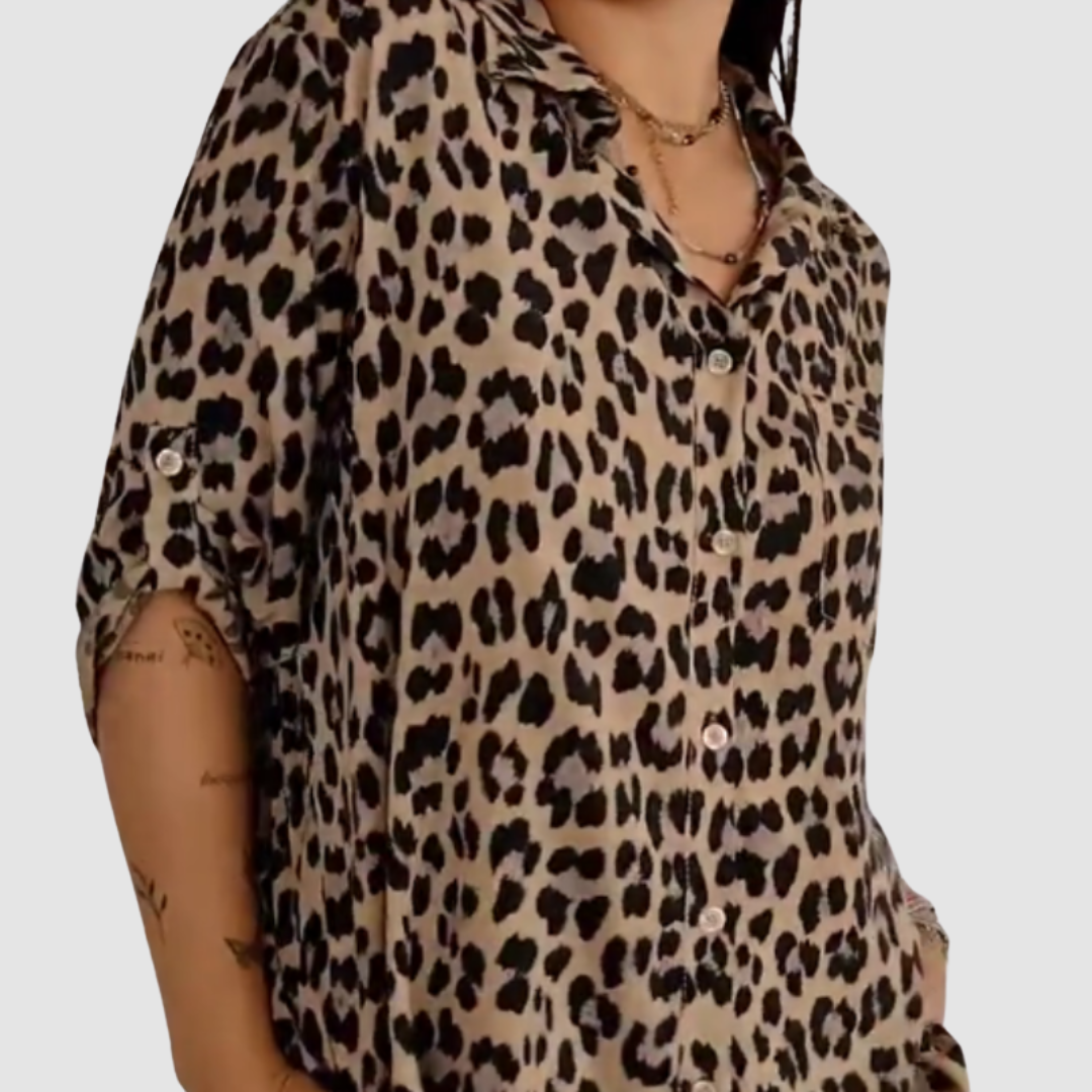 Casey™ Stijlvolle Luipaardprint Blouse