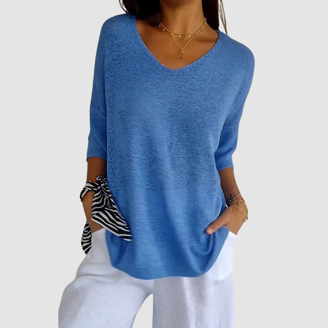 Camille™ Brei V-Hals Top