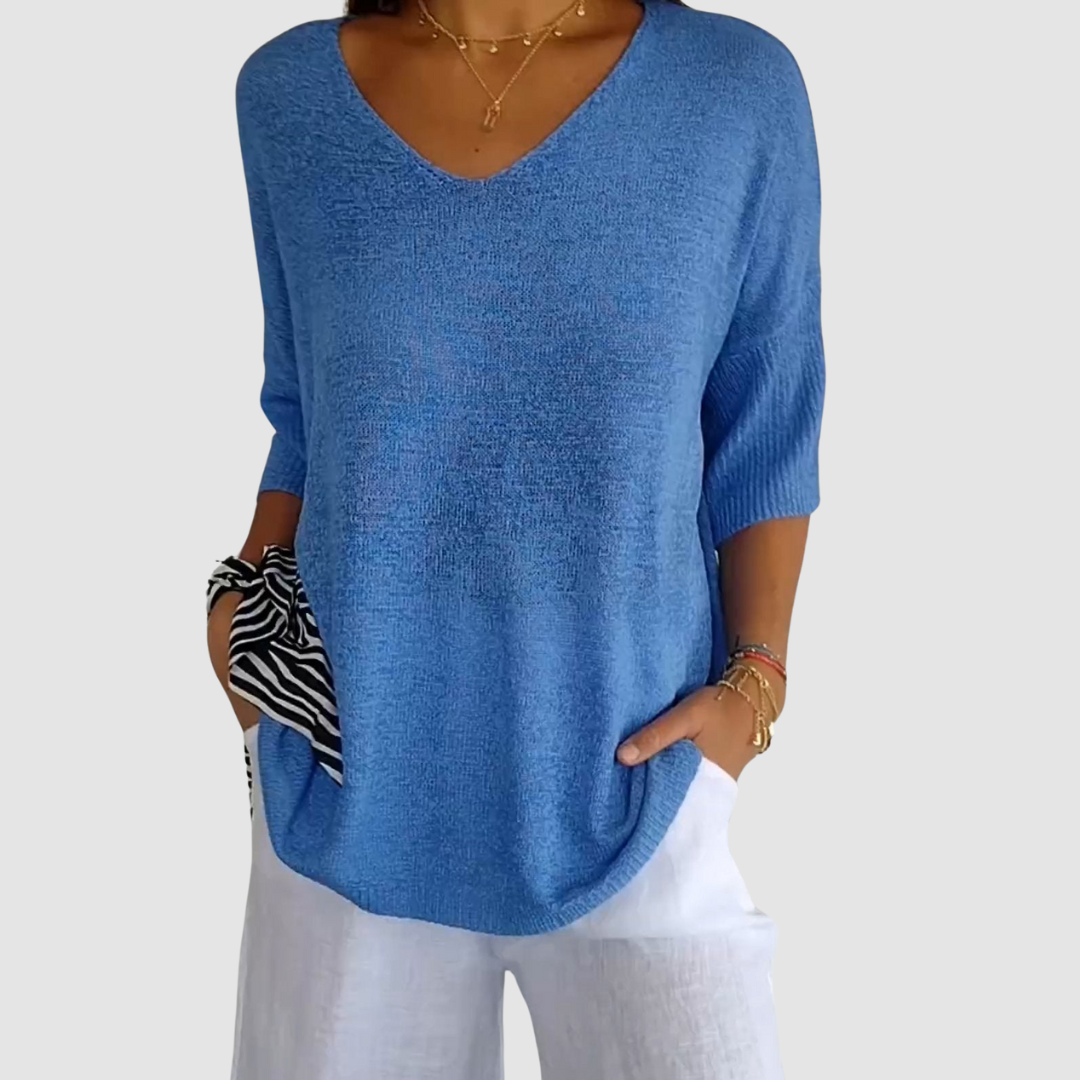 Camille™ Brei V-Hals Top