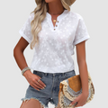 Natasha™ Bloemen Losse Witte Shirt