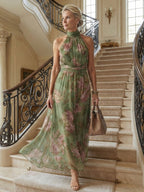 Mirelle™ Geplooide Halter Midi Jurk