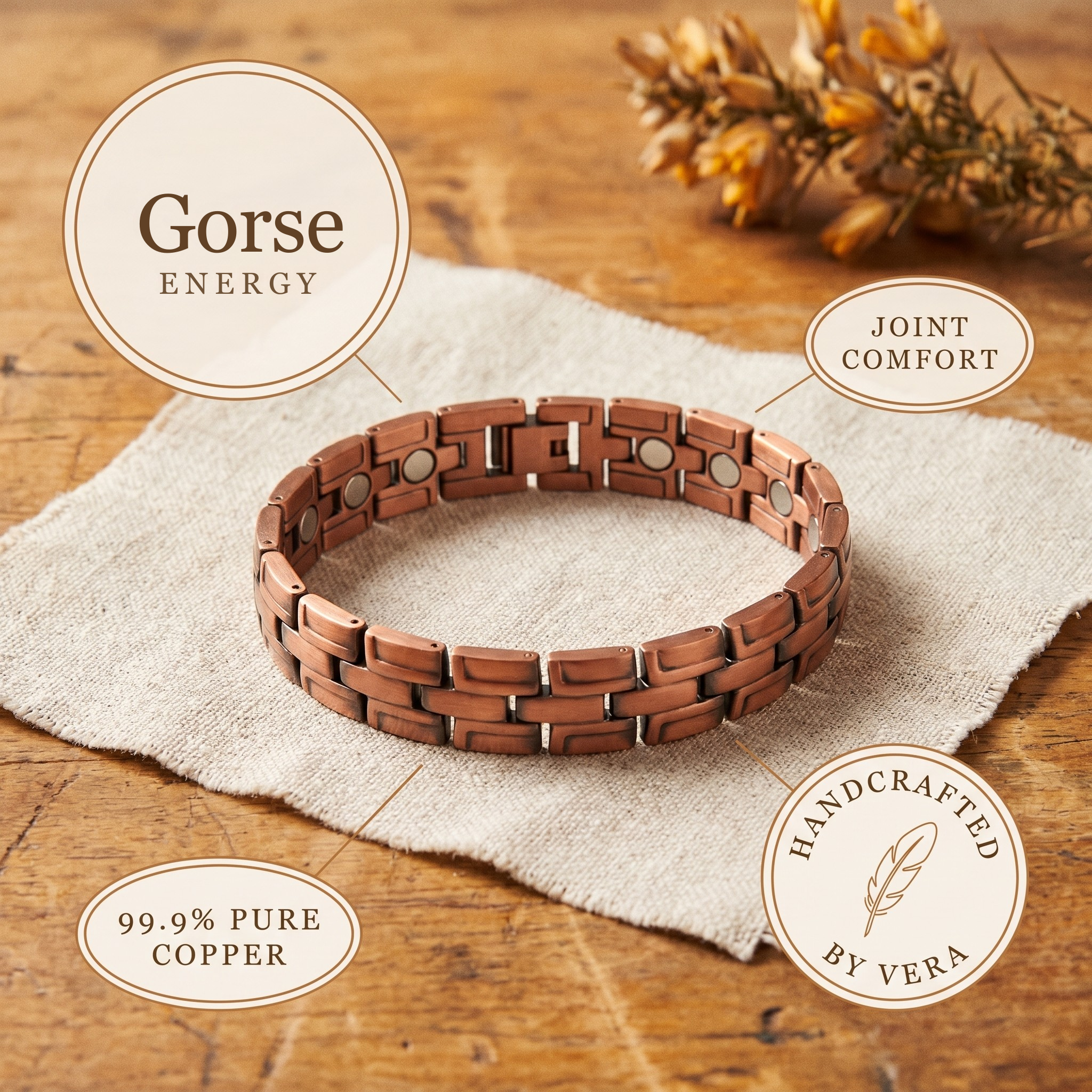 Vera's Gorse Heren Koper Armband