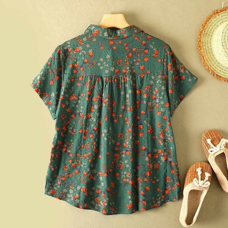 Olive™ Vintage Bloemen Zomer Shirt