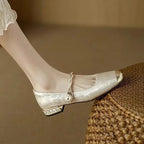 Cecile | Vintage Gevlochten Parelschoenen