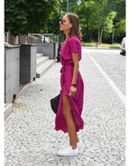 Eva | Elegante V-hals Vloeiende Midi-jurk