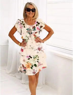 Rosie | Bloemige Laagjes Chiffon Jurk