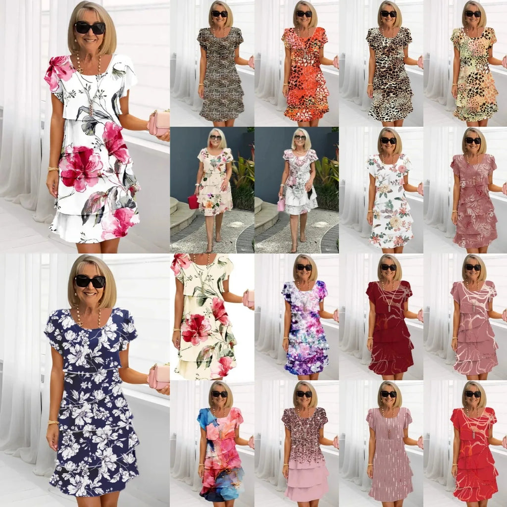 Rosie | Bloemige Laagjes Chiffon Jurk