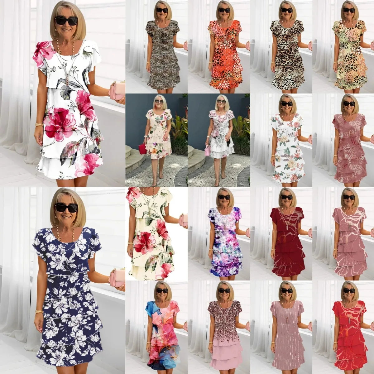 Rosie | Bloemige Laagjes Chiffon Jurk