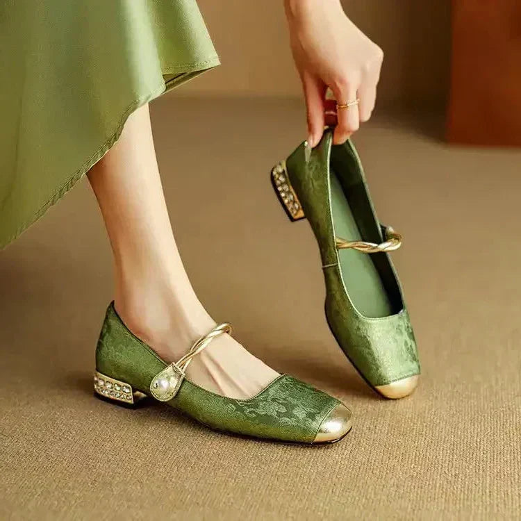 Cecile | Vintage Gevlochten Parelschoenen