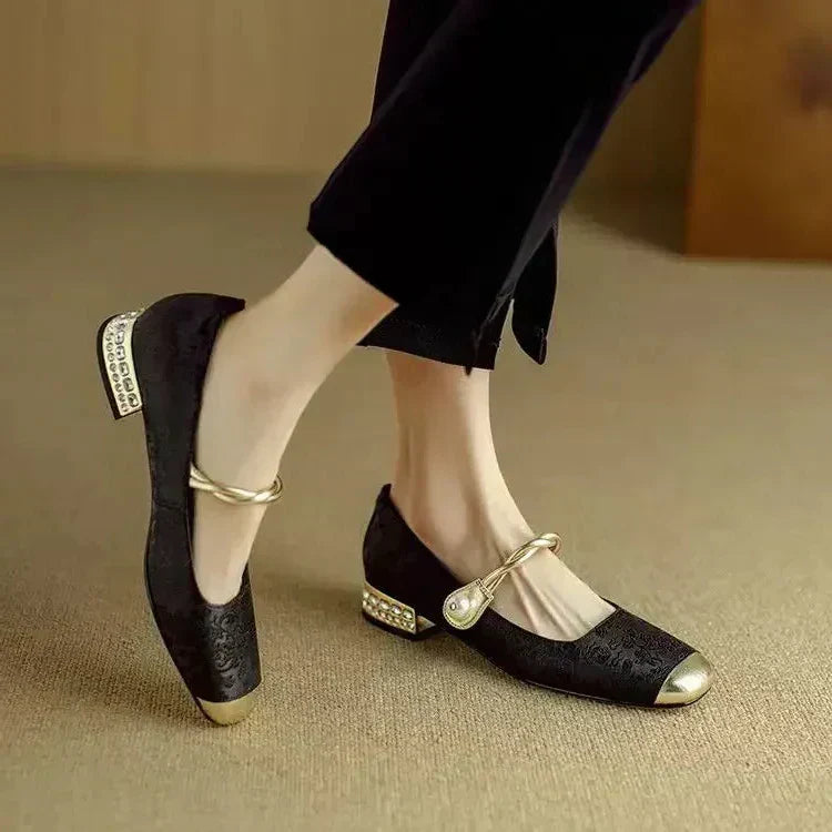 Cecile | Vintage Gevlochten Parelschoenen