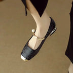 Cecile | Vintage Gevlochten Parelschoenen