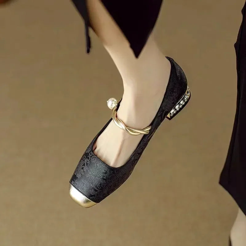 Cecile | Vintage Gevlochten Parelschoenen