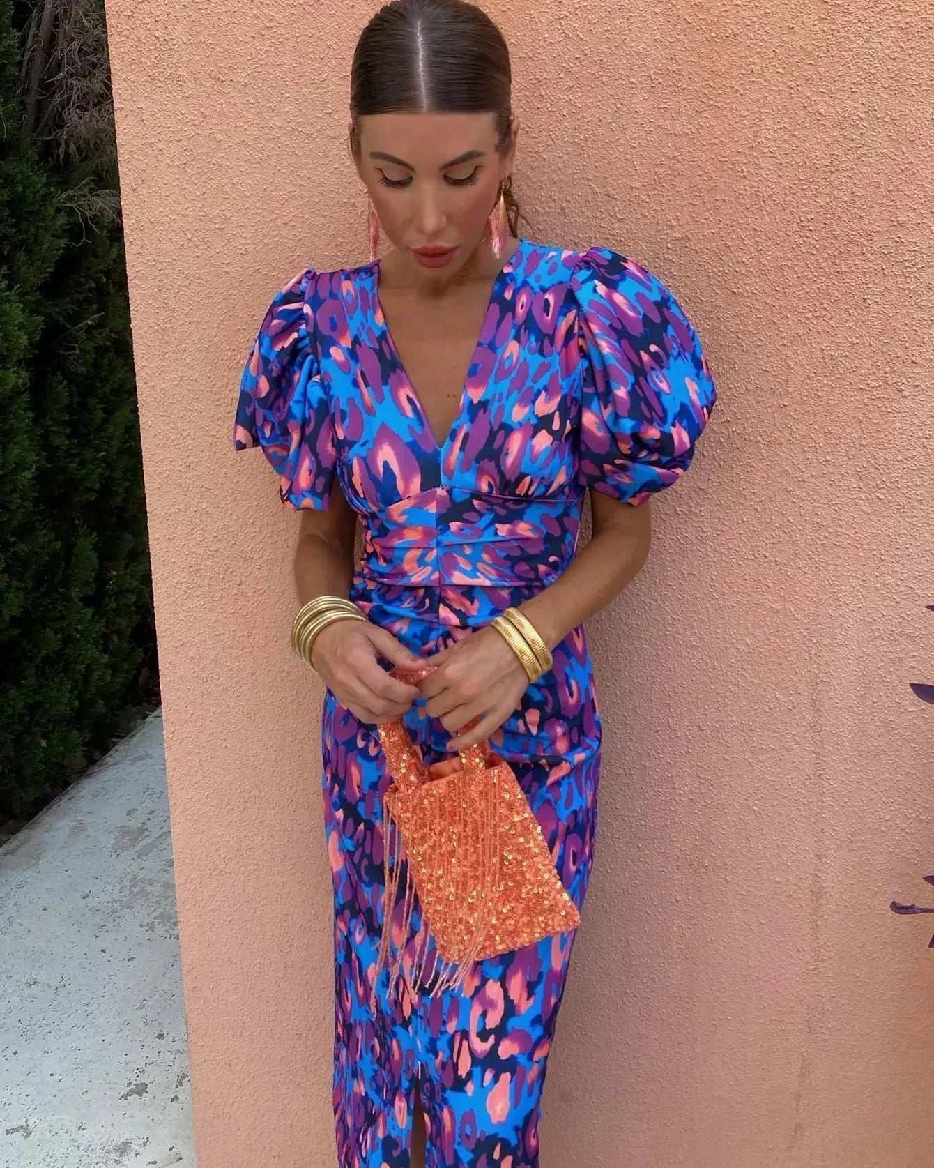 Marina | Elegante Midi-jurk met Pofmouwen
