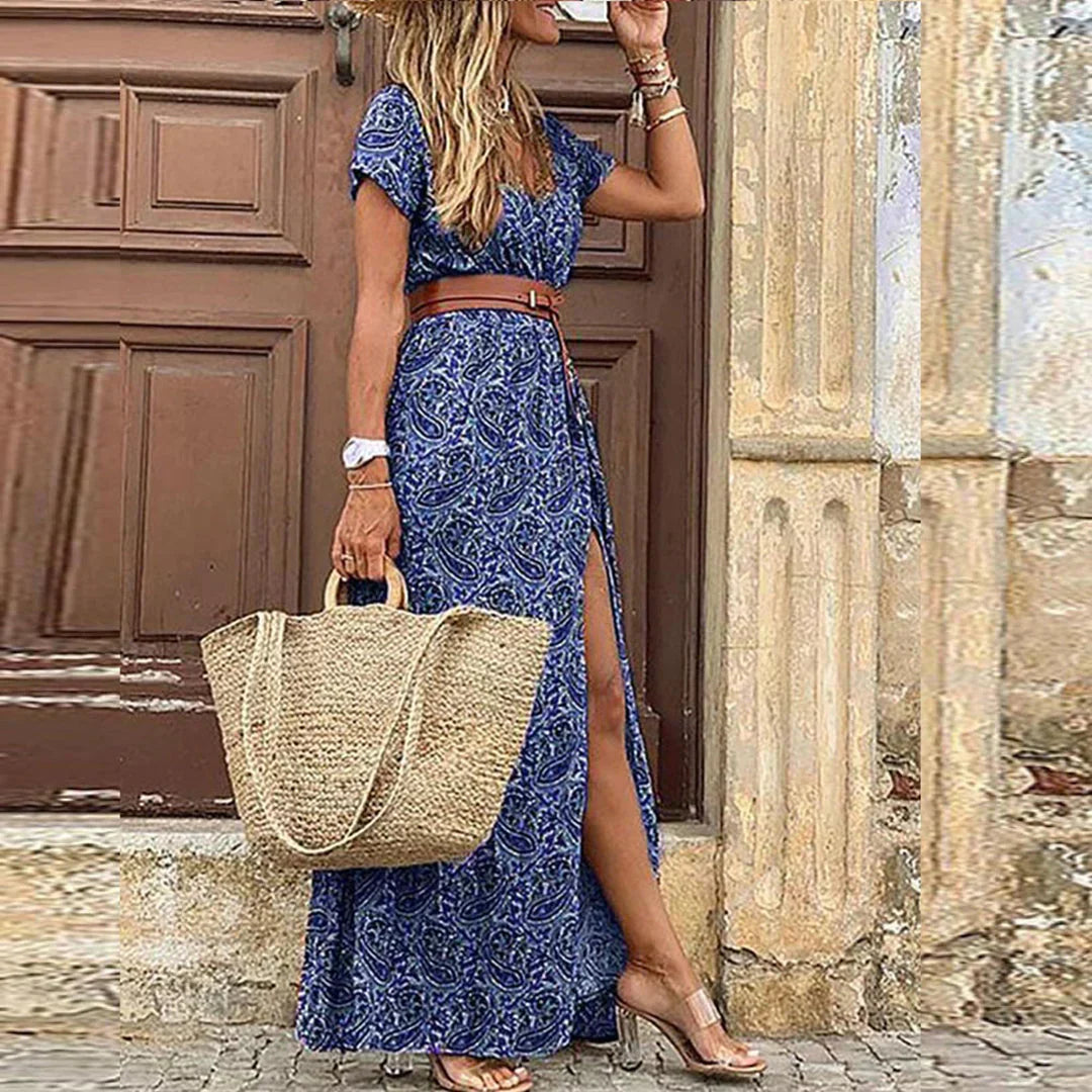 Agnes | Ontspannen Boho V-Hals Maxi Jurk