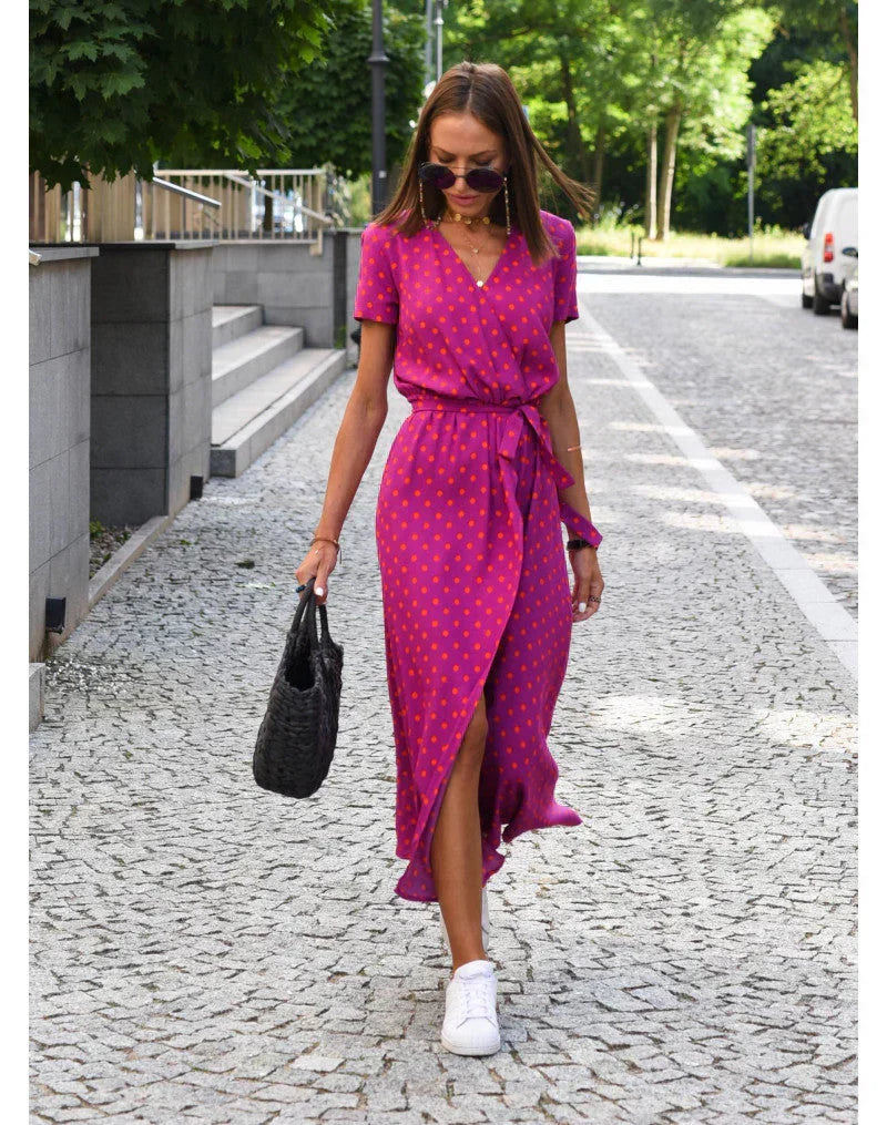 Eva | Elegante V-hals Vloeiende Midi-jurk