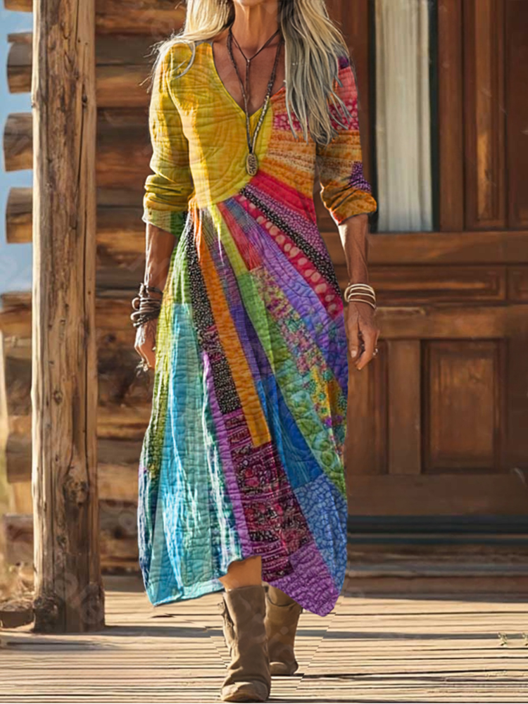 Aria | Elegante Boheemse Zonneprint Jurk