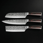 Japanse gehamerde Damascus koksmesset – 3-delige set
