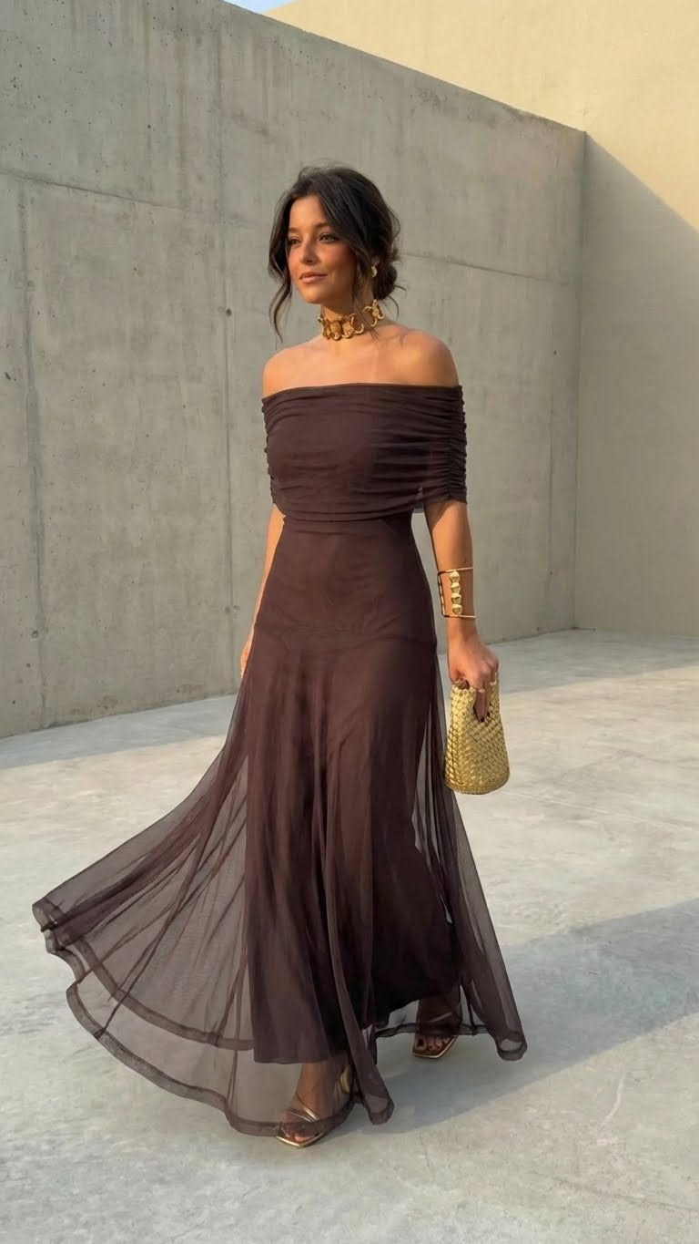 Zella™ Elegante Off-Shoulder Jurk