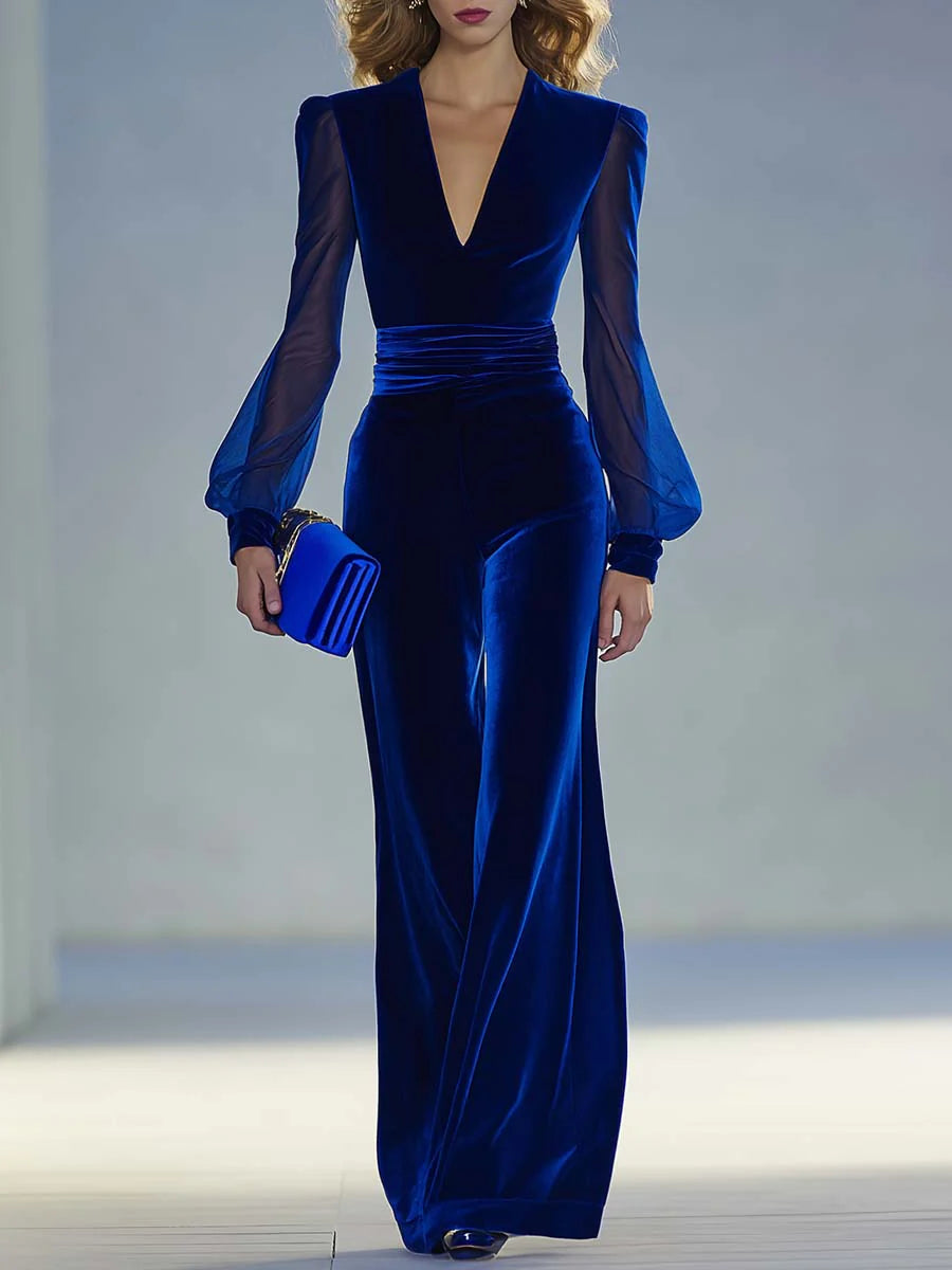 Trisha™ Elegante Suède V-Hals Jumpsuit