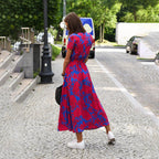 DEBORAH | KORTE MOUWEN BLOEMEN WIKKEL MIDI JURK
