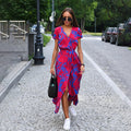 DEBORAH | KORTE MOUWEN BLOEMEN WIKKEL MIDI JURK