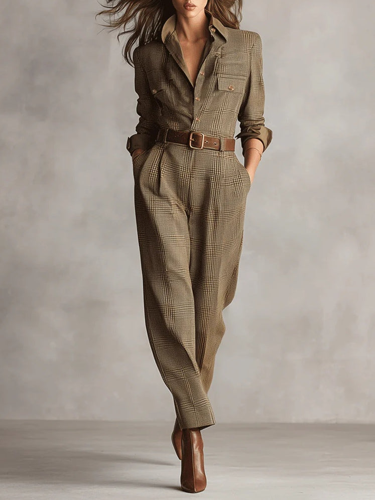 Rowena™ Bruin Tweed Ruit Utility Jumpsuit