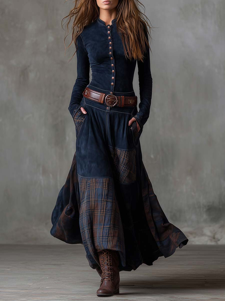 Izabella™ Suède Maxi Jurk + Gratis Riem