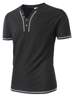 Maxwell | Getextureerde Knop-Hals T-shirt