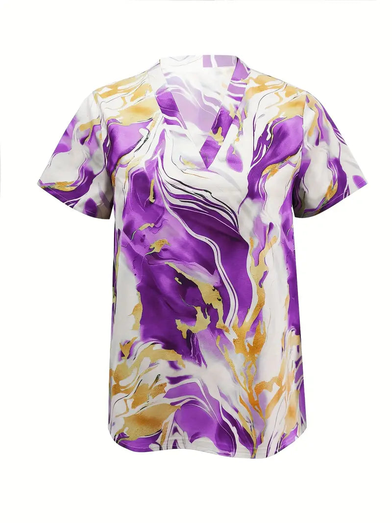 Mildred™ Marmerprint Korte Mouwen Shirt