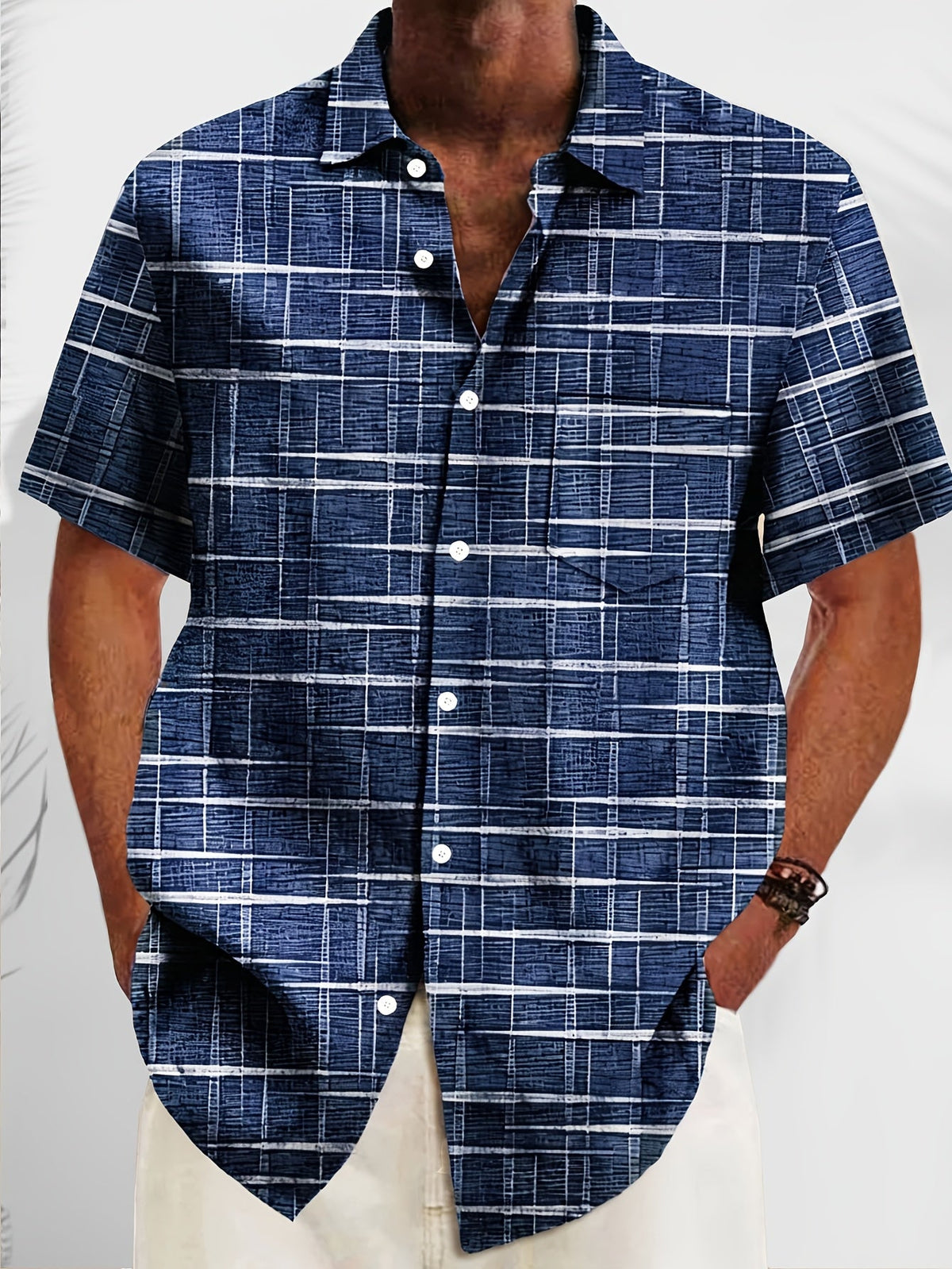 Weston | Textured Grid Korte Mouwen Shirt