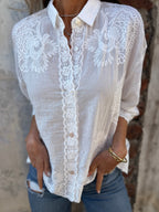 MARGOT | WITTE KANT GEBOUDE KNOPBLUSE