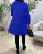 MEREDITH | RONDE HALS CUT-OUT MOUW SWING DRESS
