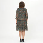 NOREEN | PAISLEY PRINT CHIFFON MIDI JURK MET BUIKBEDDEKKING