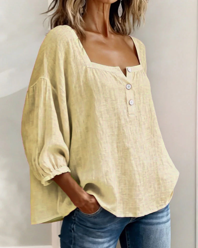 Florence | Ontspannen Blouse met Vierkante Hals